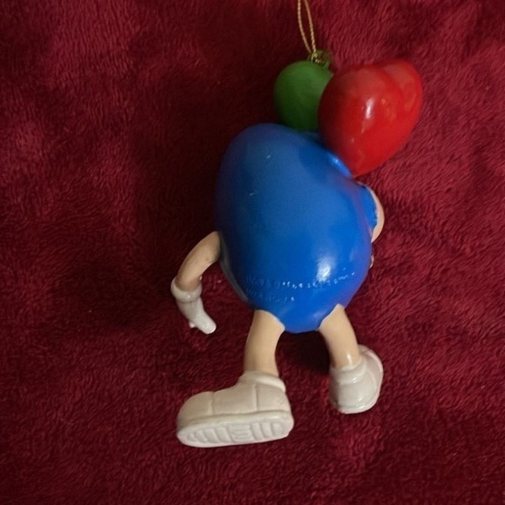 Vintage M&M's Holiday Ornaments Blue and Orange Characters Set of 2 in Box - Picture 6 of 11